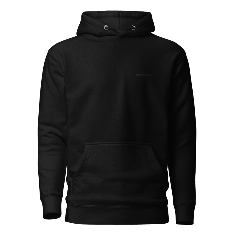 Babylon Street Co. “Thrift” Statement Hoodie — Black